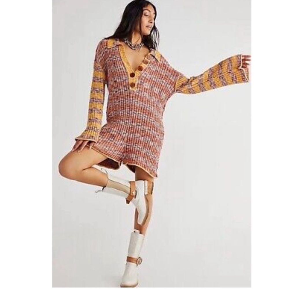 Free People Multicolor Knit Jumpsuit